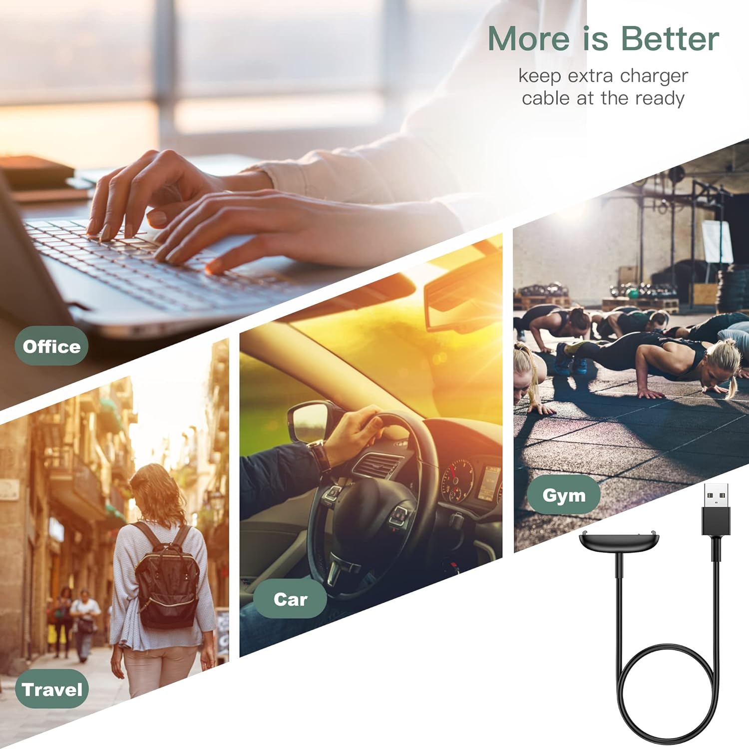 Charger Cable Replacement for Fitbit Inspire 3 (2 Pack/3.3Ft)